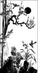 镂空图 梅花鸟 菊花