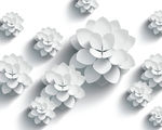 3D白色立体花卉背景墙