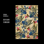 蓝色花卉喜鹊图案