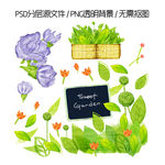 手绘花朵黑板绿叶