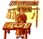 肉类摊子喷绘插图