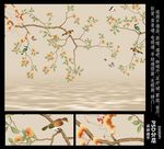 高清大型壁画手绘花鸟
