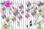 3D立体画 球型玉兰花