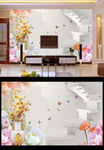 现代3D玉兰花背景墙
