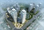 白色墙体镂空鸟瞰建筑效果图