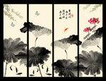水墨画荷花