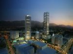 夜景鸟瞰高层建筑效果图