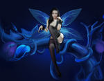 手绘神秘蓝色精灵树背景图
