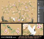 高清大型壁画手绘花鸟