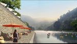 旅游景点湖水景观一角景观效果图