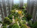 住宅区内廷景观鸟瞰建筑效果图
