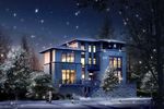 别墅雪景夜景建筑效果图