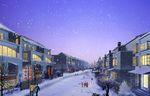 北方住宅雪景夜景建筑效果图