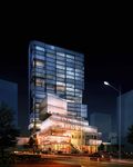 五星级酒店夜景建筑效果图