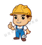 卡通建筑工人砖瓦匠矢量插图