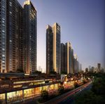 商业住宅黄昏建筑效果图