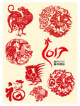 2017鸡年春节艺术剪纸