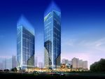 夜景商业大厦繁华商业街建筑效果