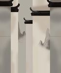 手绘水墨楼房装饰画
