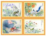 花鸟四屏