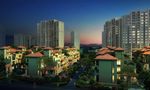 夜景别墅鸟瞰建筑效果图