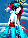 日本艺妓插画分层图片