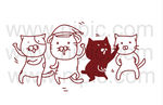 卡通手绘跳舞猫