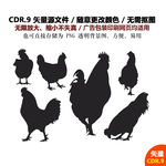 手绘线描母鸡鸡蛋矢量图