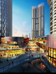 繁华商业街鸟瞰建筑效果图