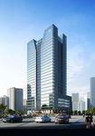 繁华地带酒店白天建筑效果图
