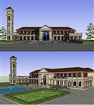 古典会所建筑草图大师SU模型
