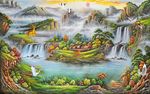 聚宝盆油画风景