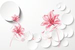 3d圆圈背景墙花卉壁画