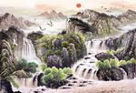 国画山水电视背景墙