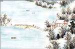 雪景 国画 小屋 小桥