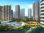 住宅区内庭景观泳池建筑效果图