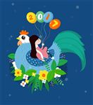 2017鸡年清新插画psd图片