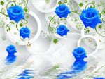 3D蓝玫瑰花