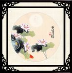 荷花双鱼图