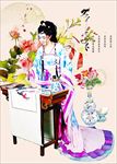 古装少女插画分层