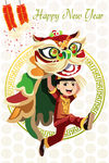农历新年鸡年传统舞狮