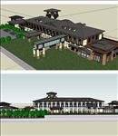 温泉公建酒店度假草图模型