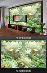 高清玉雕荷花电视背景墙