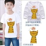 儿童T恤图案卡通猫矢量图