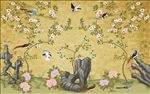 手绘工笔花鸟背景墙