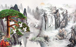 中式迎客松背景