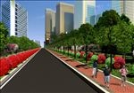 城市街道分侧绿化带效果图
