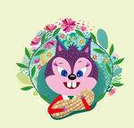 AI松鼠爱花生唯美装饰背景图案