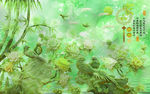 3D玉雕莺歌燕舞背景墙