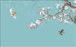 手绘梅花新中式背景墙